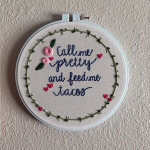 New Hand Embroidery Funny Finished Hoop Art Pretty Tacos Original Design